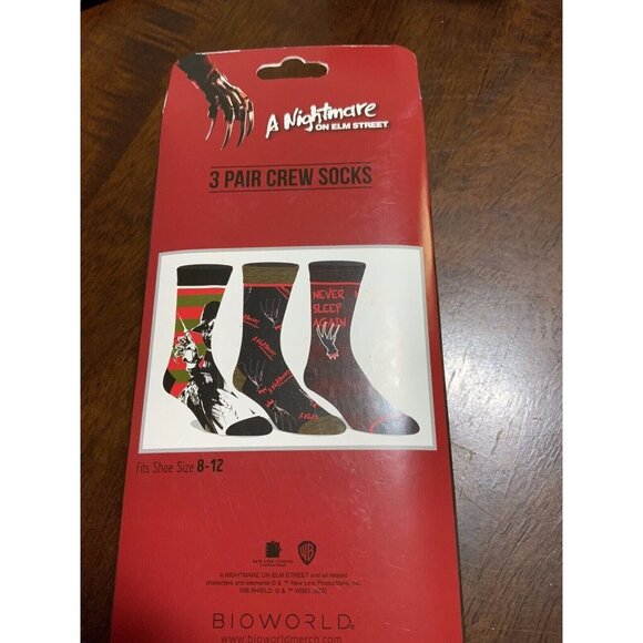 Socks Men Medias nightmare on elm street Crew Socks 3 Pair Men’s Shoe Size 8-12 - Picture 4 of 4